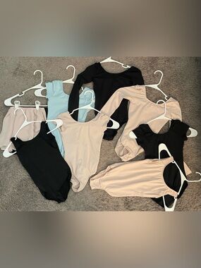 Bloch Kids Dance Leotards Size 8-10 in Black, Light Blue, and Pink